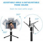 Wholesale LED Light Slim Wireless Bluetooth Remote Extendable Selfie Stick with Tripod Stand (Black)